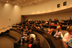 The audience at Stony Brook University engaged in the lively discussion